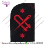 RATING - SHACKLE + SPIKE + 2 STARS TRADE - RED ON NAVY EMBROIDERED NAVAL BRANCH RANK OR MISCELLANEOUS