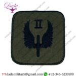 RAF REGIMENT - 2(PARACHUTE) SQUADRON - LARGE II OVER WINGED WHEEL EMBROIDERED PARACHUTE DZ (DROP-ZONE) PATCH