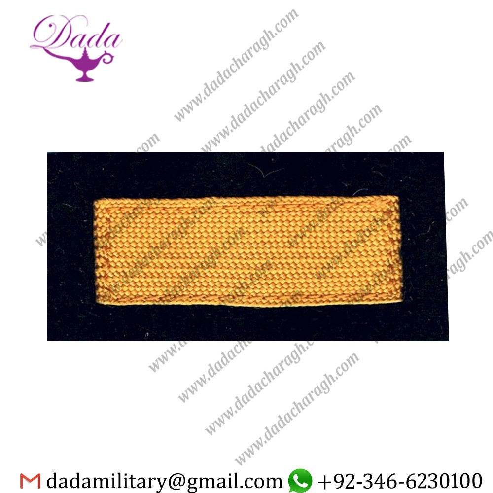 7051-1.jpg RANK BADGE - SINGLE BROAD BAR YELLOW ON DARK BLUE BRAID - Image 1