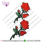RED COLOUR 2 PIECES OF RED FLOWER EMBROIDERED PATCH APPLIQUE SEWING TREAM DECORATIVE APPLIQUE