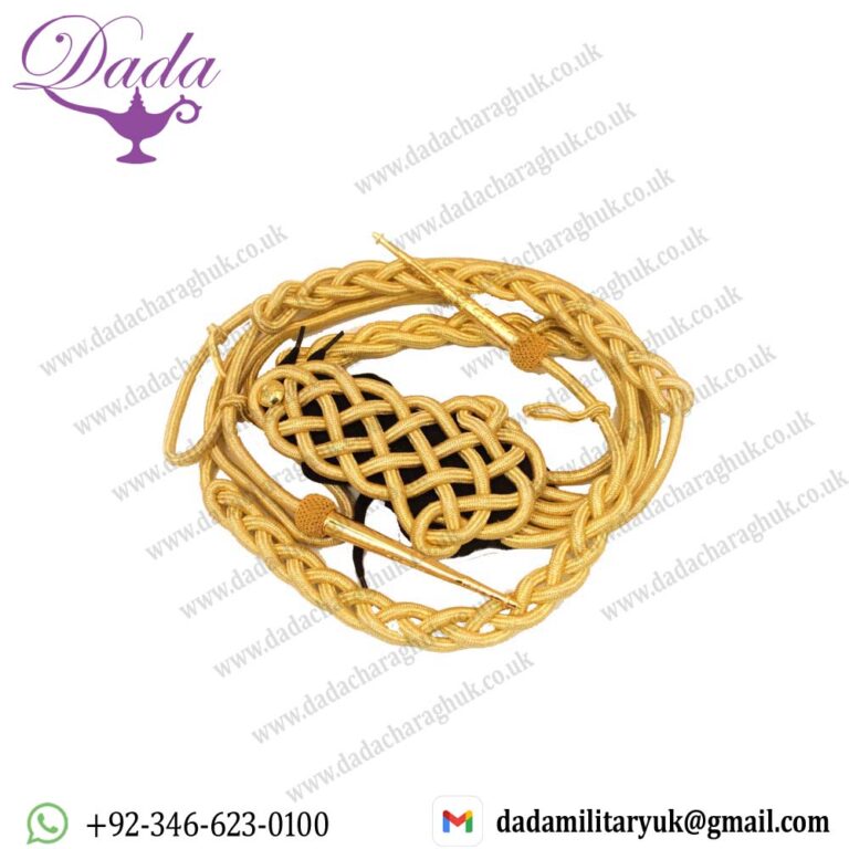 Aiguillette Gold Cord With Dark Blue Backed Shoulder Cords, Left Shoulder