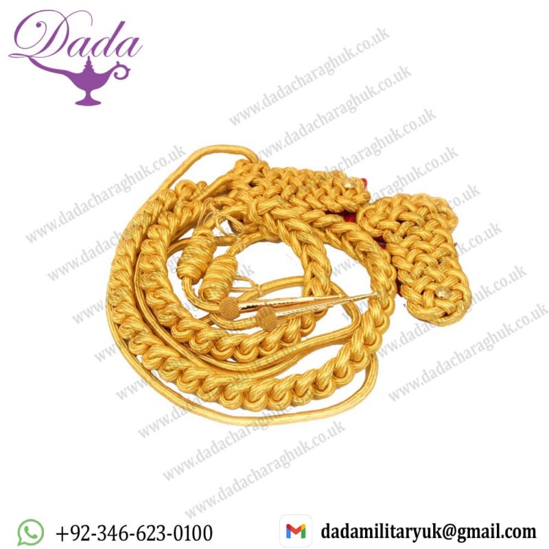 Aiguillette Gold With Scarlet Backed Shoulder Cords, Right Shoulder