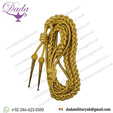 Aiguillette Gold wire cord Army Two Brass gold plated tips