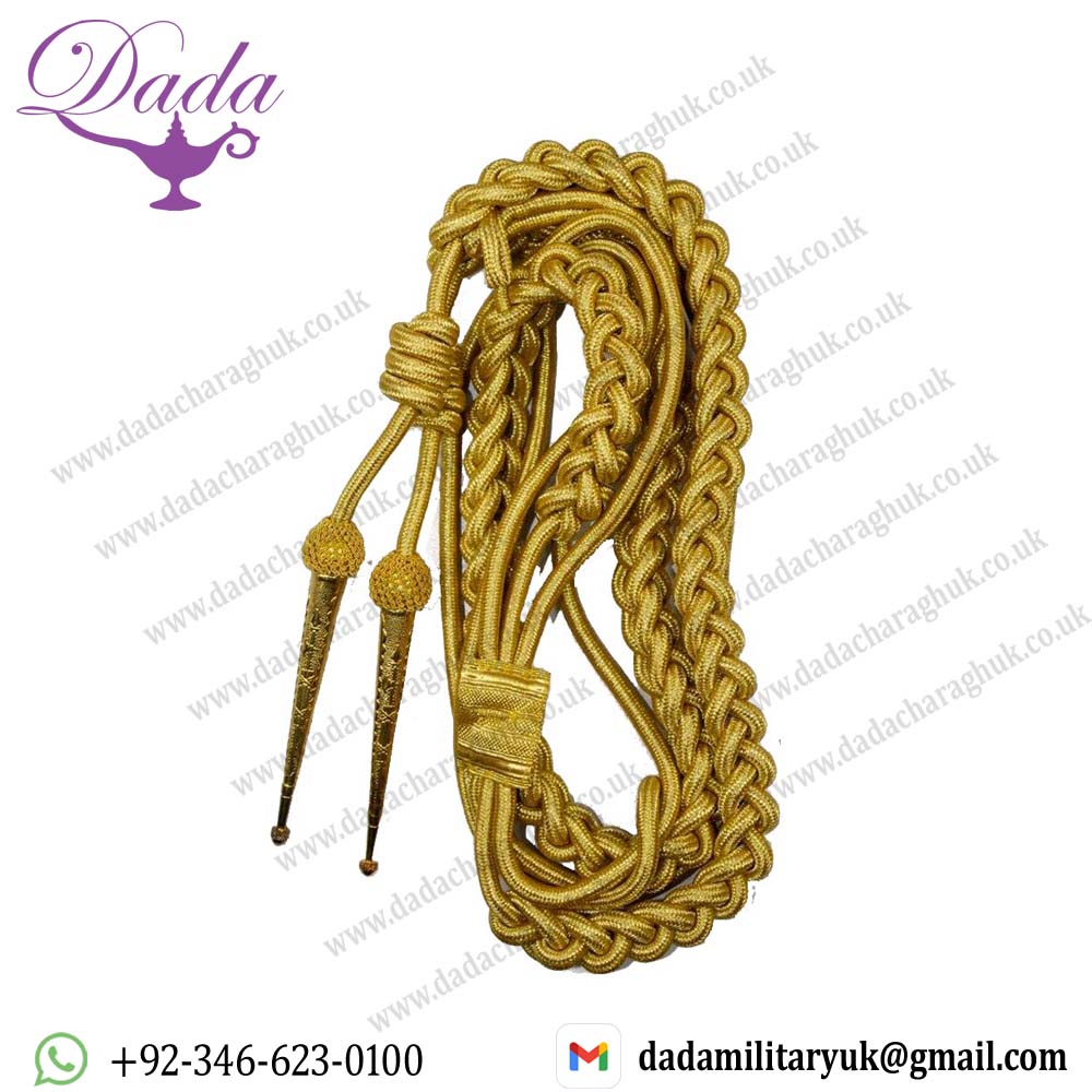 Aiguillette Gold wire cord Army Two Brass gold plated tips Aiguillette Gold wire cord Army Two Brass gold plated tips