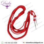 Aiguillette Red Silky with Silver tags Bands Army