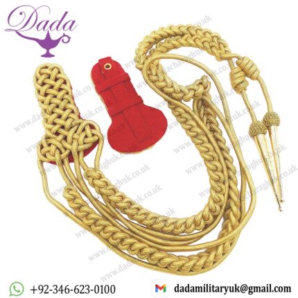 Aiguillette with Shoulder Board Gold Mylar on Red Back