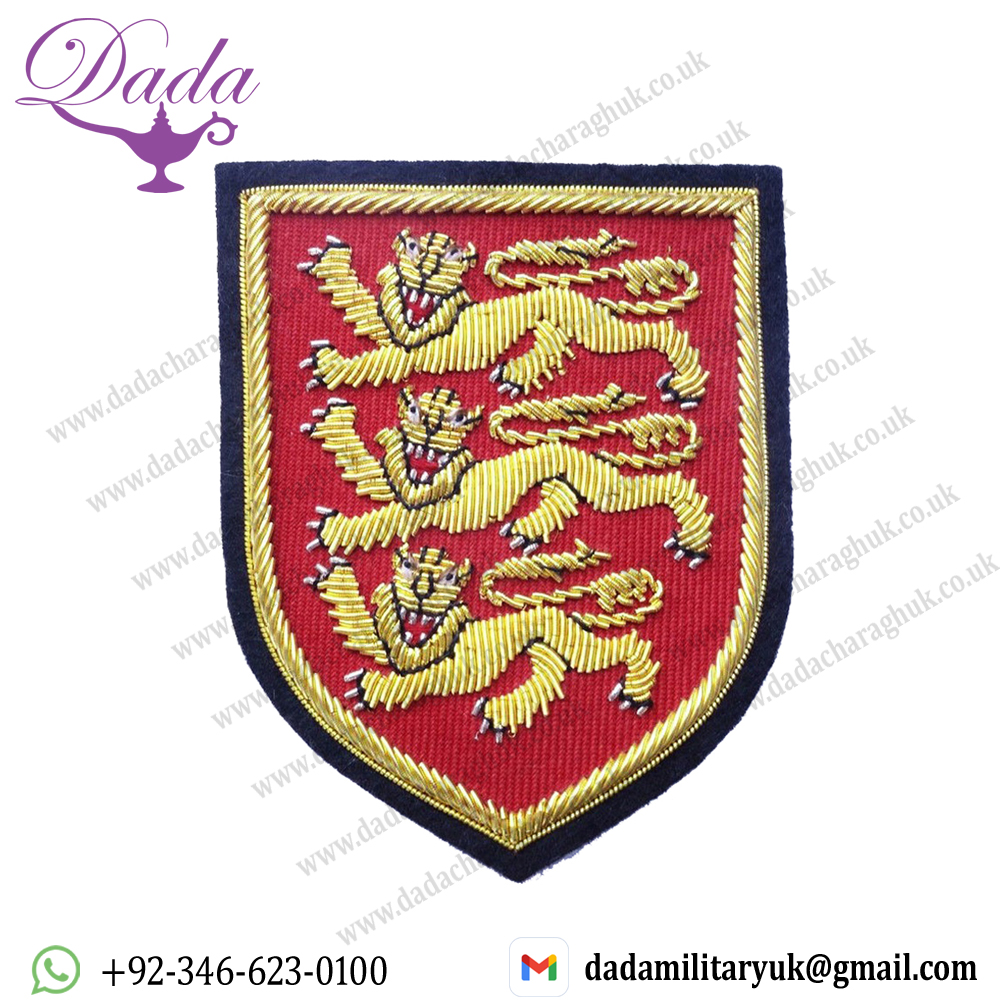 British royal arms of England three lions gold embroidery badge British royal arms of England three lions gold embroidery badge