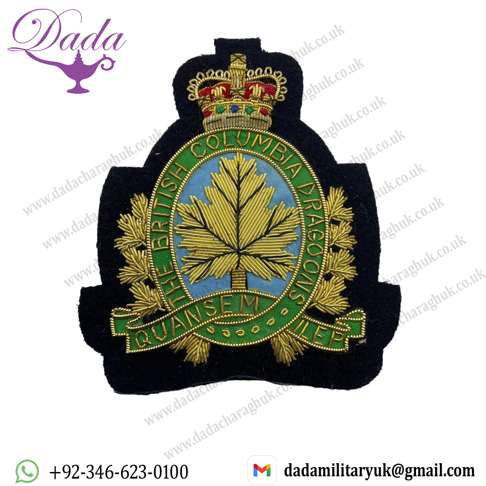 Canadian Forces British Columbia Dragoons BCD Bullion Wire Blazer Crest Patch Canadian Forces British Columbia Dragoons BCD Bullion Wire Blazer Crest Patch