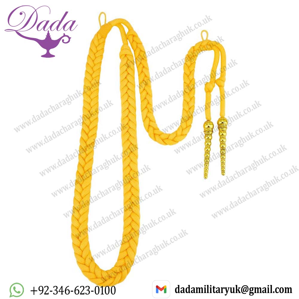 Golden Shoulder Wire Cord Army Shoulder Aiguillette Cord Gold Military Honor Cord Traditional Braided Shoulder Badge with 2 Tips for Uniform