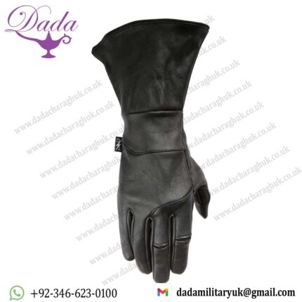 Black Leather Gauntlet Gloves