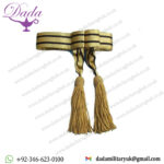 British UK Sash Army Belt,Gold-Black All Gold Tassles