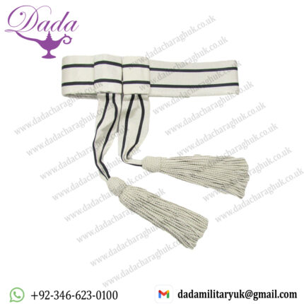 British UK Sash Officers Waist Belt Silver Black with Tassels
