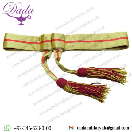 British UK Sash Waist Belt Gold Red with Gold Red Tassels
