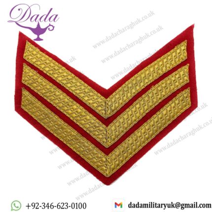 CHEVRON SERGEANT STRIPES GOLD RED 150mm 3 Bars WIDE