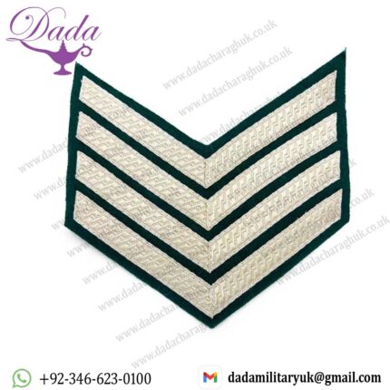 CHEVRONS STRIPES SILVER Bottle Green 4 BARS 150mm WIDE
