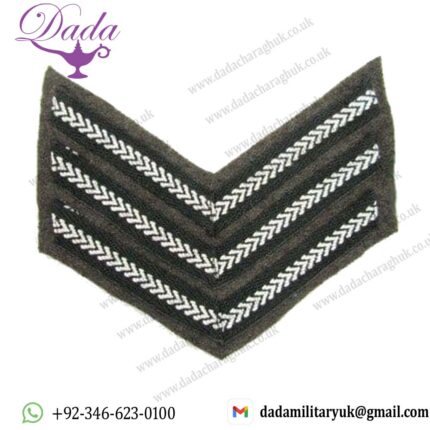Chevron 2 White on Green Bars on Khaki cloth