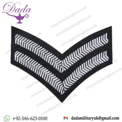 Chevron Corporal Stripes Army Military SNCO Rank White on Black 2 Bars