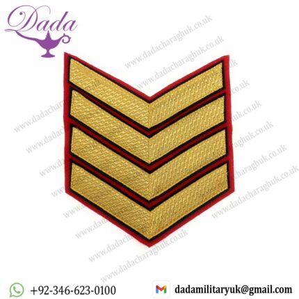 Chevron Large 4 Gold & Black Bars on Red