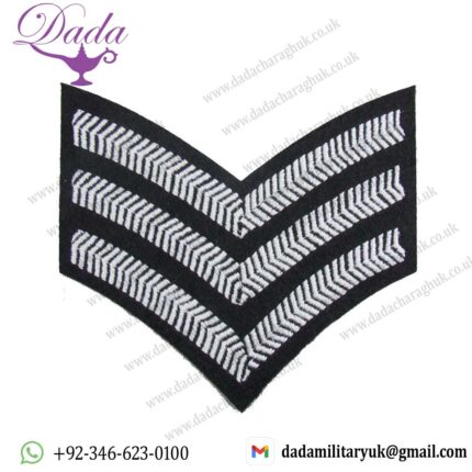 Chevron Sergeant Stripes Army Military SNCO Rank White Black 3 Bars