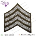 Chevrons Drum, Pipe Majors Chevrons 4 Bars White on Khaki FAD Sold Single