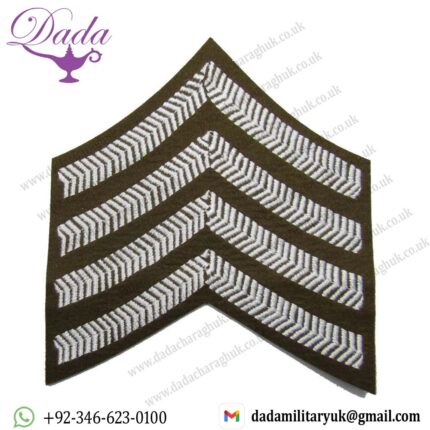 Chevrons Drum, Pipe Majors Chevrons 4 Bars White on Khaki FAD Sold Single