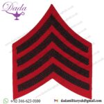 Drum Major's Rank Chevrons 4 Stripes 2nd KEO Gurkhas Black On Scarlet Embroidered Musician, piper, drummer or bugler insignia