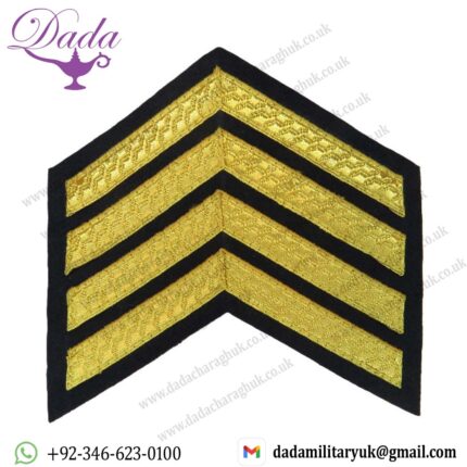 Drum Major's Rank Chevrons 4 Stripes - Mess Dress Small On Navy Blue Bullion wire-embroidered Musician, piper, drummer or bugle