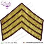 Drum Major's Rank Chevrons 4 Stripes - On Maroon Parachute Regiment Bullion wire-embroidered Musician, piper, drummer or bugler