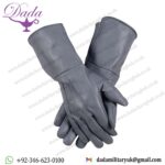 Gray Gauntlet Long Leather Gloves