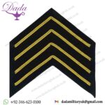 Trumpet Major Household Cavalry Rank Chevrons 4 Bars Thin Stripes On Blue Bullion wire-embroidered Musician, piper, drummer or