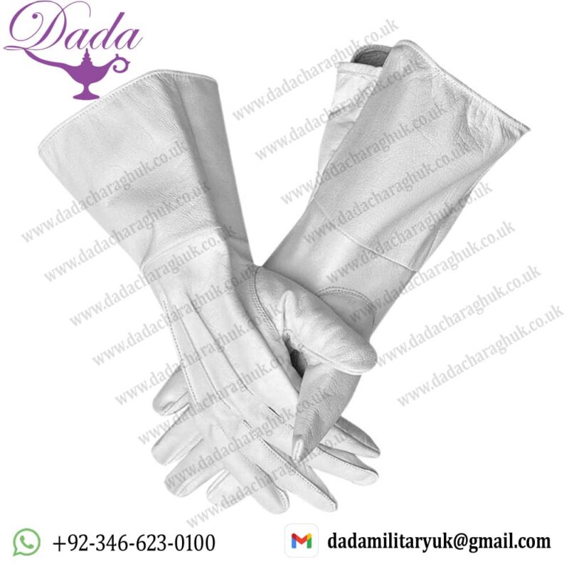 White Gauntlet Riding Gloves
